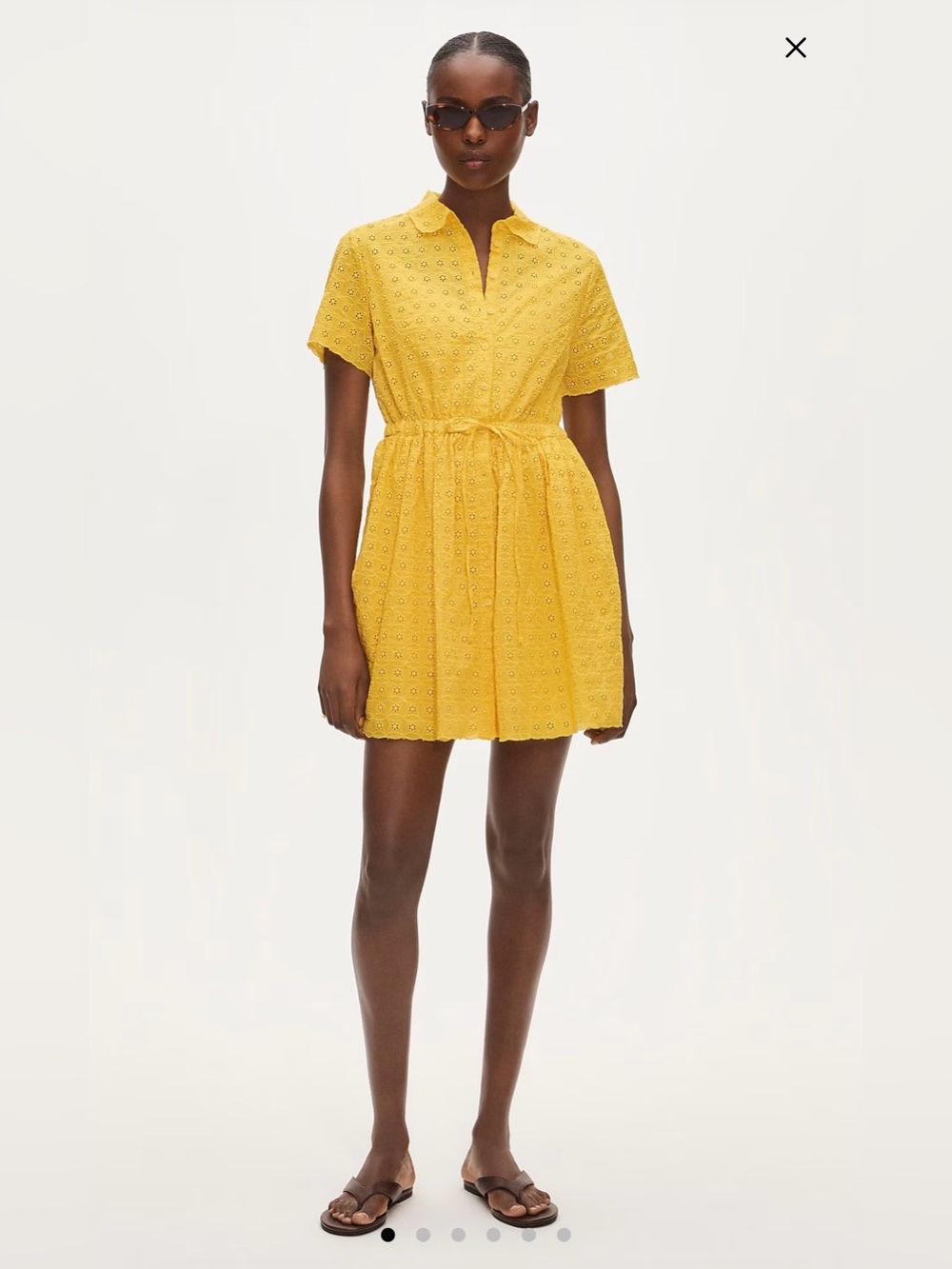 JCrew New with Tags Yellow  Eyelet Shirt Dress with Tie Waist - Women